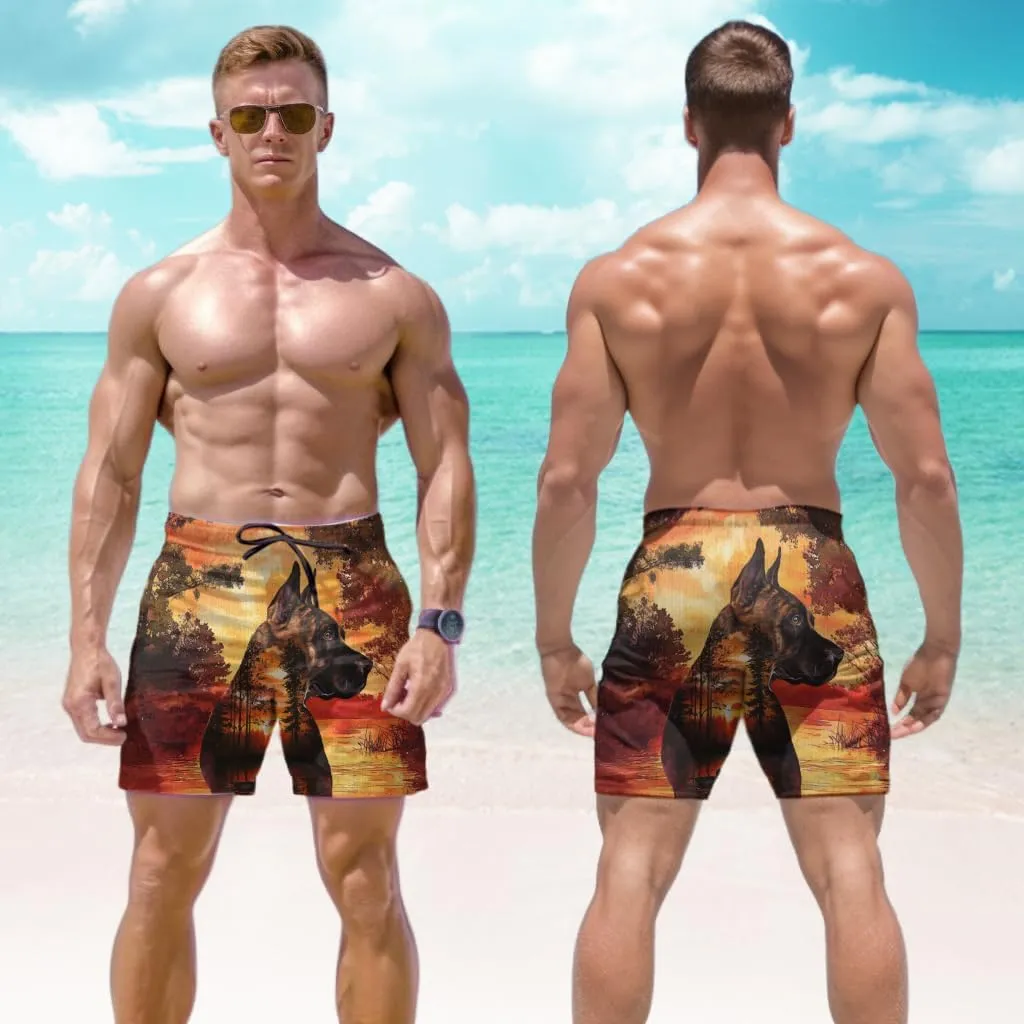 Wildlife Animals Men's Swim Trunks - Watercolor Mens Swim Trunks with Mesh Lining Swimwear Bathing Suits Set 01