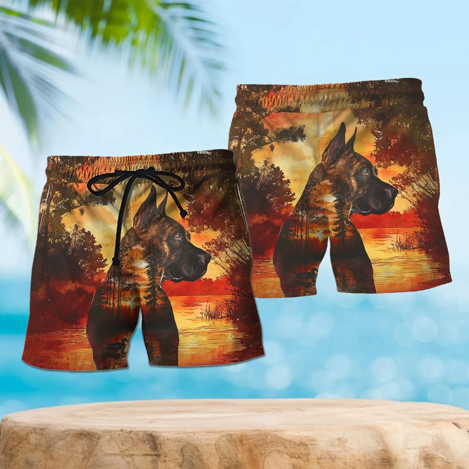 Wildlife Animals Men's Swim Trunks - Watercolor Mens Swim Trunks with Mesh Lining Swimwear Bathing Suits Set 01