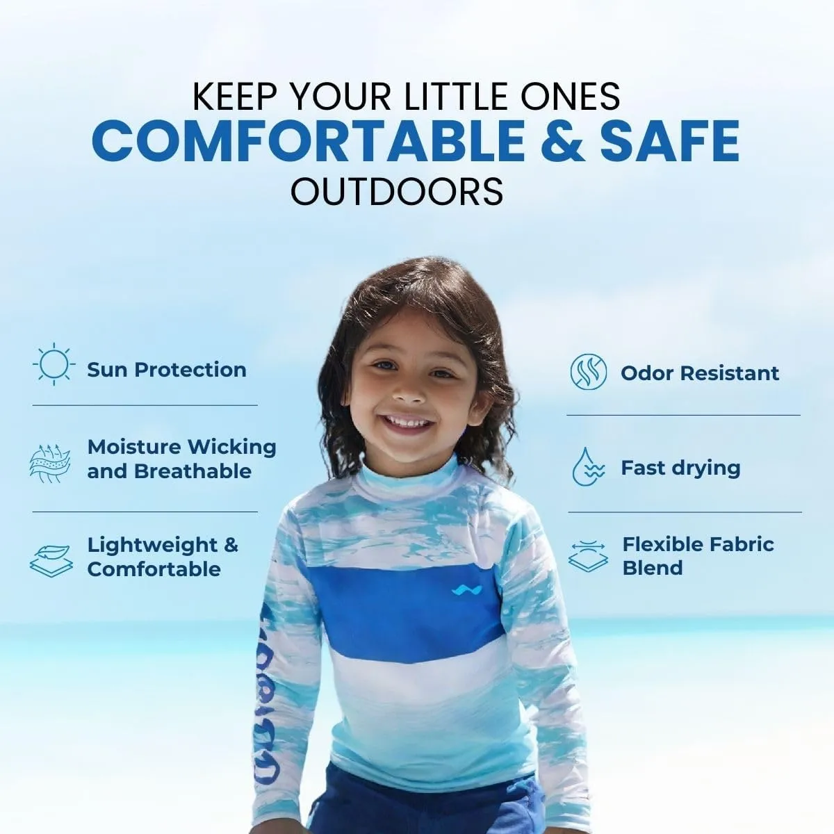 WindRider Kids Rash Guard - Girls and Boys Swim Shirt UPF 50  Sun Protection, Long Sleeve for Swimming, Fishing & Outdoor Fun