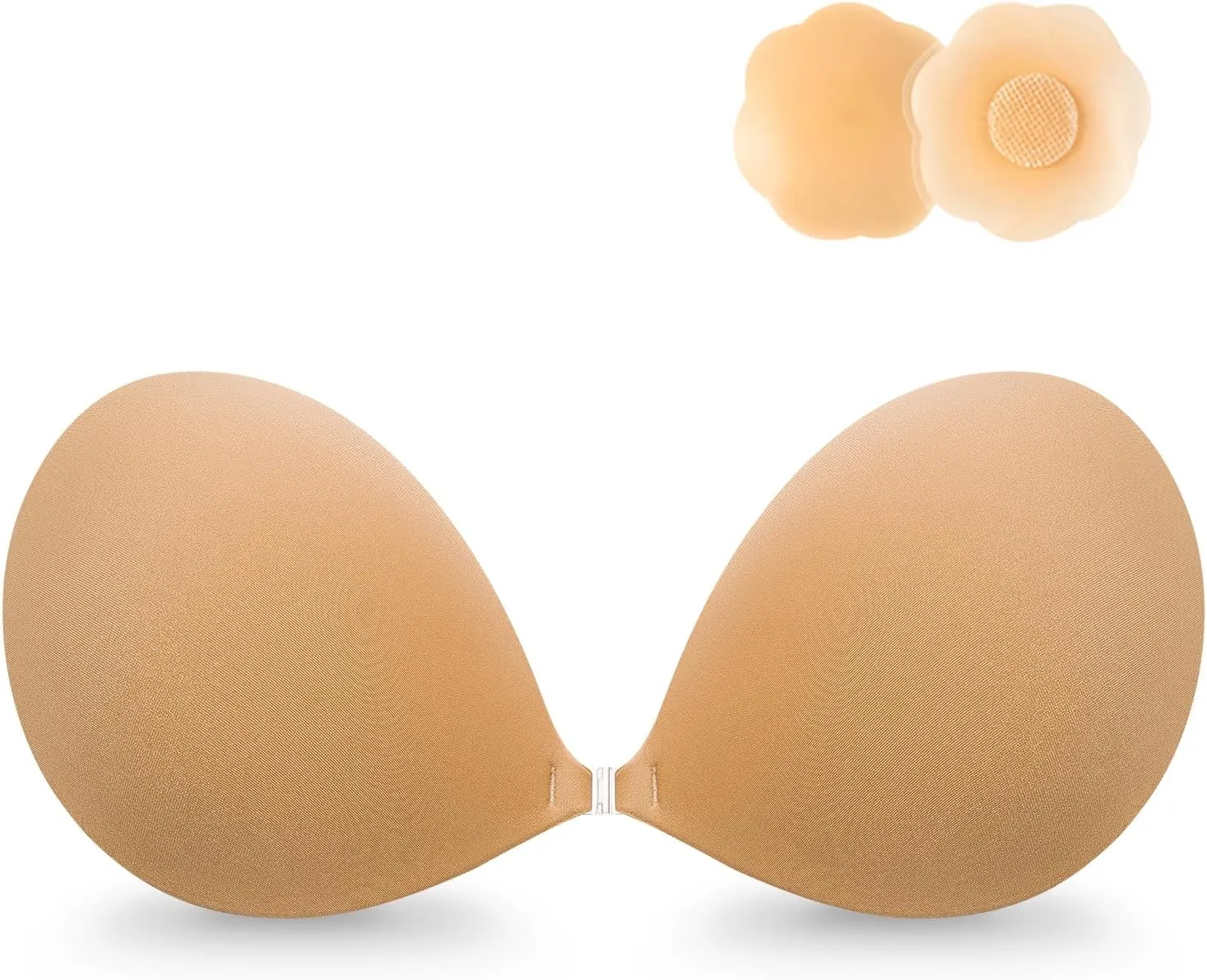 Wingslove Adhesive Bra Reusable Strapless Self Silicone Push-up Invisible Sticky Bras for Backless Dress