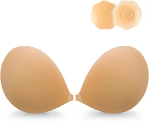 Wingslove Adhesive Bra Reusable Strapless Self Silicone Push-up Invisible Sticky Bras for Backless Dress