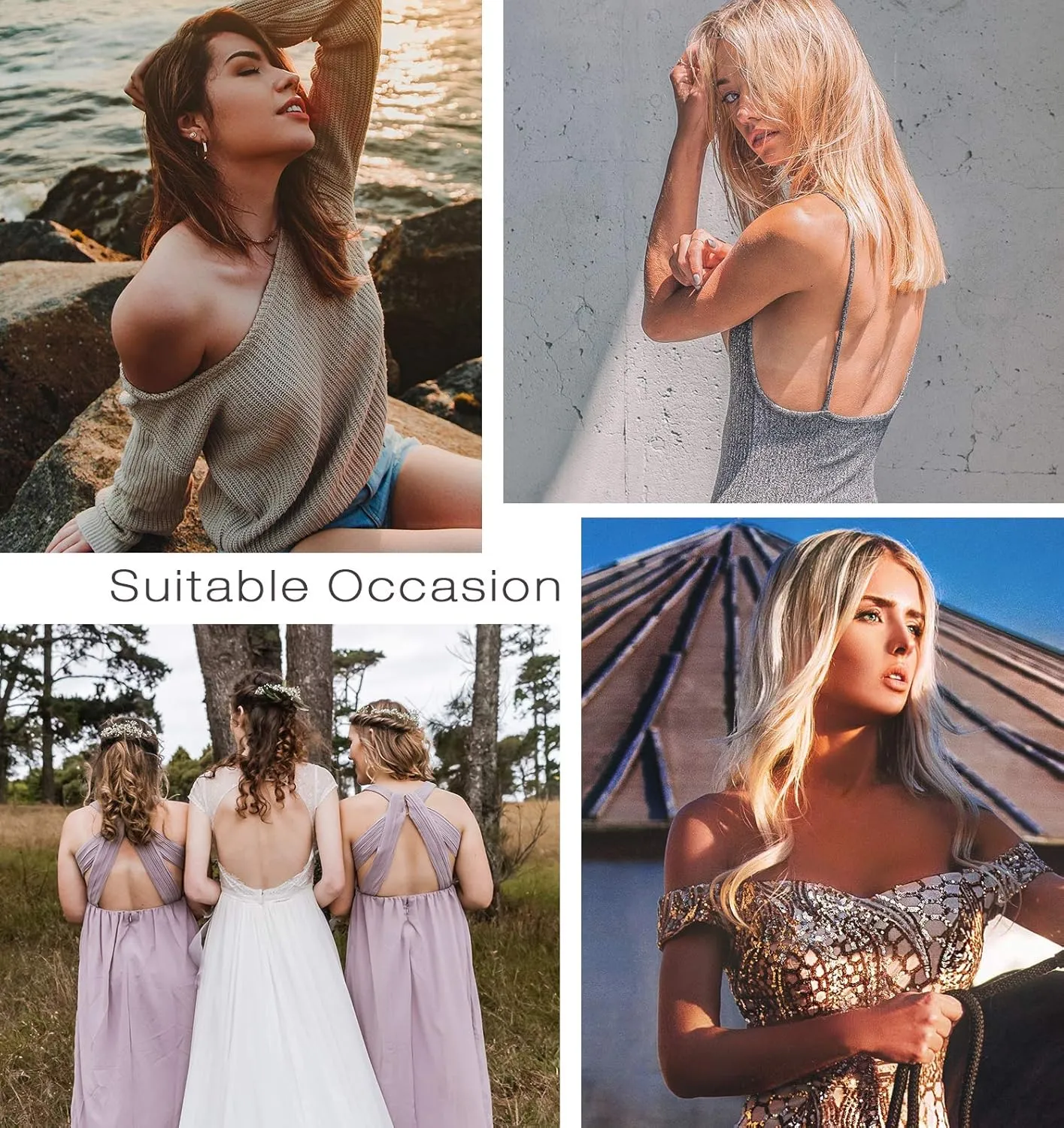 Wingslove Adhesive Bra Reusable Strapless Self Silicone Push-up Invisible Sticky Bras for Backless Dress