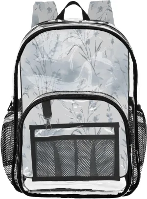 Wispy Wildflower Clear Backpack, Heavy Duty Transparent Bookbag for Kids, School, Stadium Approved