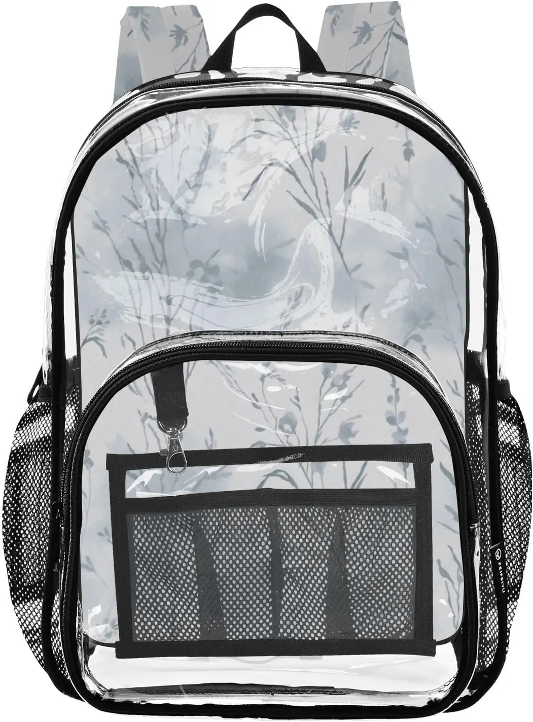 Wispy Wildflower Clear Backpack, Heavy Duty Transparent Bookbag for Kids, School, Stadium Approved