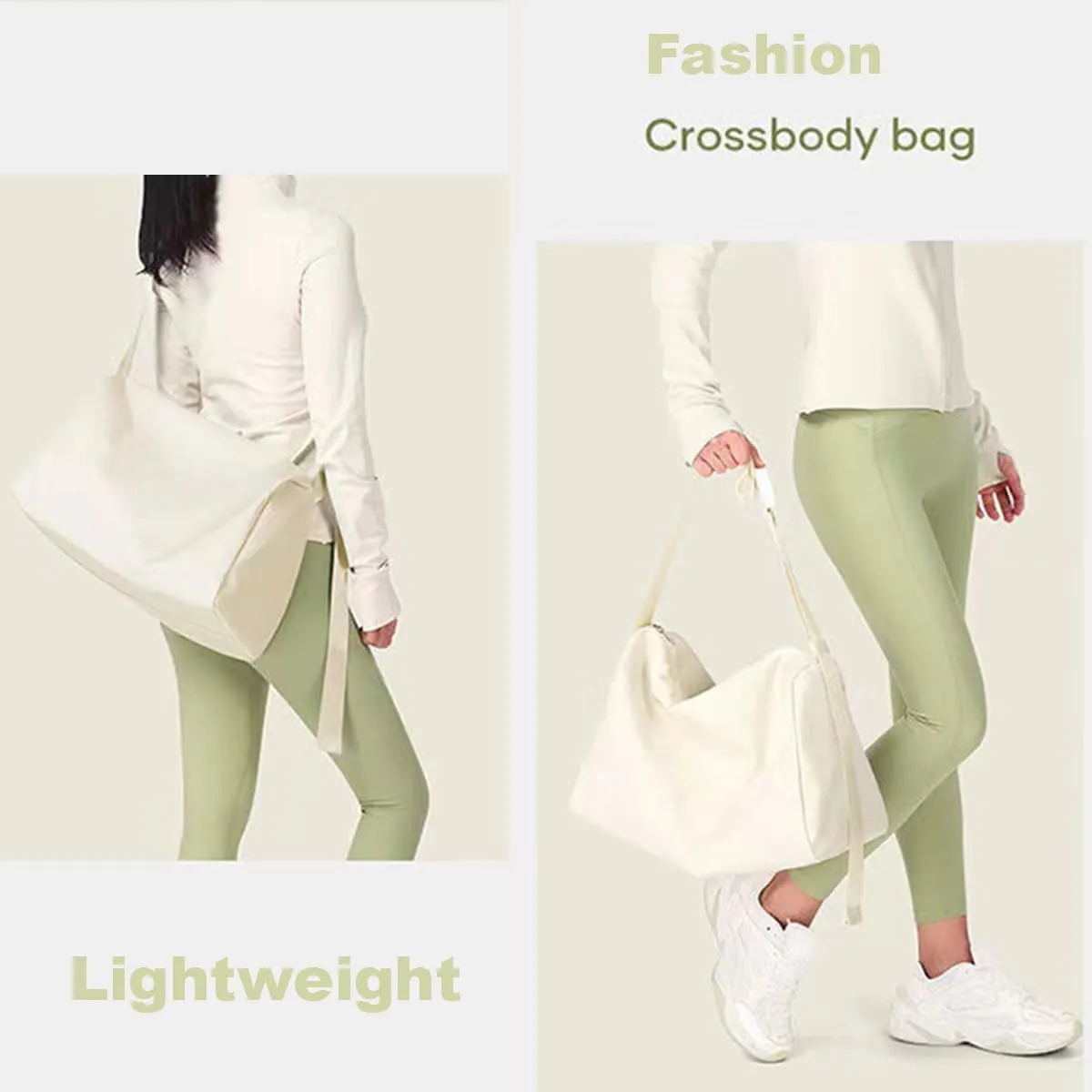 Woman Swim Gym Bag Sports Travel Duffel Bag Lightweight Weekender Overnight Yoga Bag Casual Daypack Fashion Tote Bag College (White)