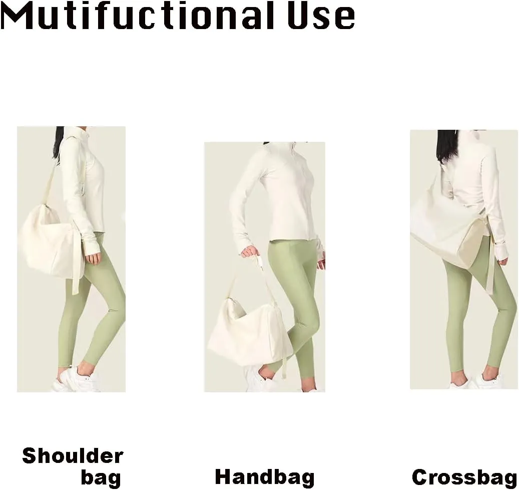 Woman Swim Gym Bag Sports Travel Duffel Bag Lightweight Weekender Overnight Yoga Bag Casual Daypack Fashion Tote Bag College (White)