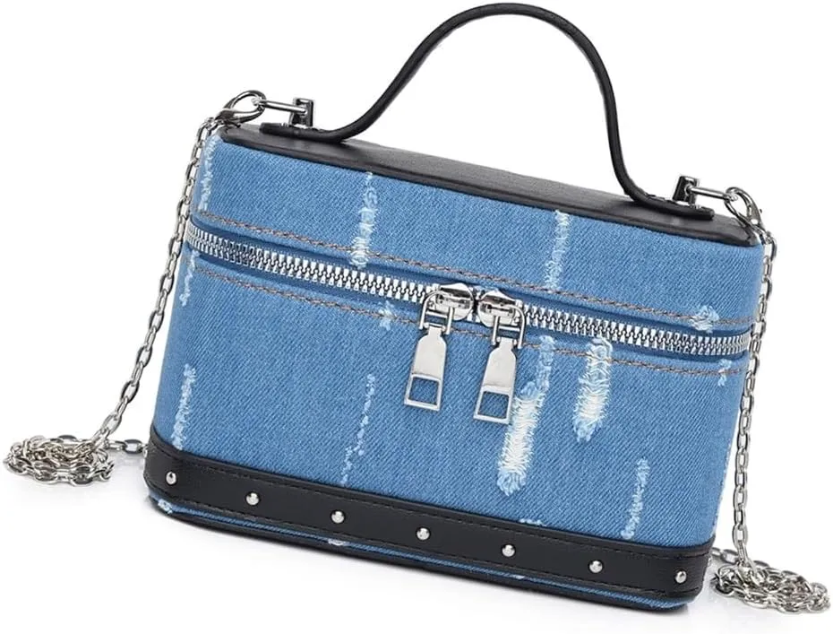 Women Bag Square Box Crossbody Bag Korean Styles Shoulder Bag Top Handle Bag Denims Messengers Bag Shopping Dating Bag