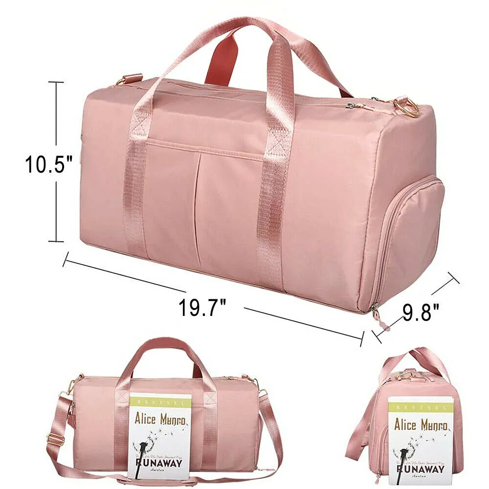 Women Dry Wet Separated Gym Bag with Shoes Compartment for Sport & Travel, Pink
