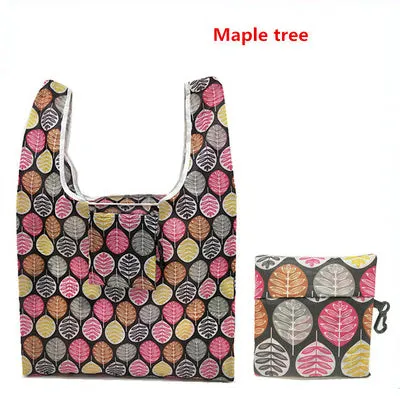Women Foldable Eco-friendly Shopping Bag Tote Pouch Portable Grocery Storage Bag Cactus Dots Printing Ecological Reusable Bags