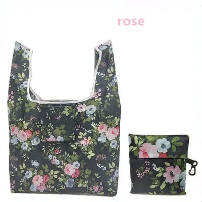 Women Foldable Eco-friendly Shopping Bag Tote Pouch Portable Grocery Storage Bag Cactus Dots Printing Ecological Reusable Bags
