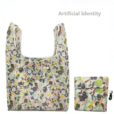 Women Foldable Eco-friendly Shopping Bag Tote Pouch Portable Grocery Storage Bag Cactus Dots Printing Ecological Reusable Bags