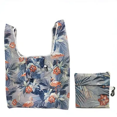 Women Foldable Eco-friendly Shopping Bag Tote Pouch Portable Grocery Storage Bag Cactus Dots Printing Ecological Reusable Bags