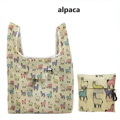 Women Foldable Eco-friendly Shopping Bag Tote Pouch Portable Grocery Storage Bag Cactus Dots Printing Ecological Reusable Bags