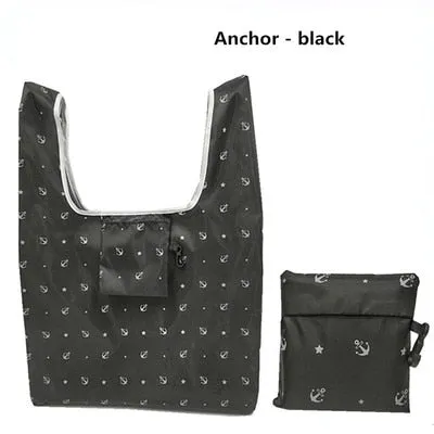 Women Foldable Eco-friendly Shopping Bag Tote Pouch Portable Grocery Storage Bag Cactus Dots Printing Ecological Reusable Bags