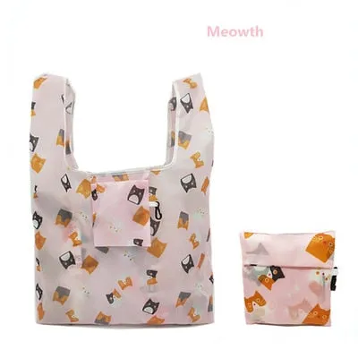 Women Foldable Eco-friendly Shopping Bag Tote Pouch Portable Grocery Storage Bag Cactus Dots Printing Ecological Reusable Bags