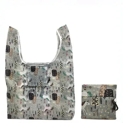 Women Foldable Eco-friendly Shopping Bag Tote Pouch Portable Grocery Storage Bag Cactus Dots Printing Ecological Reusable Bags