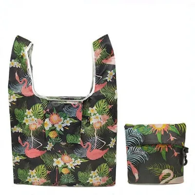 Women Foldable Eco-friendly Shopping Bag Tote Pouch Portable Grocery Storage Bag Cactus Dots Printing Ecological Reusable Bags
