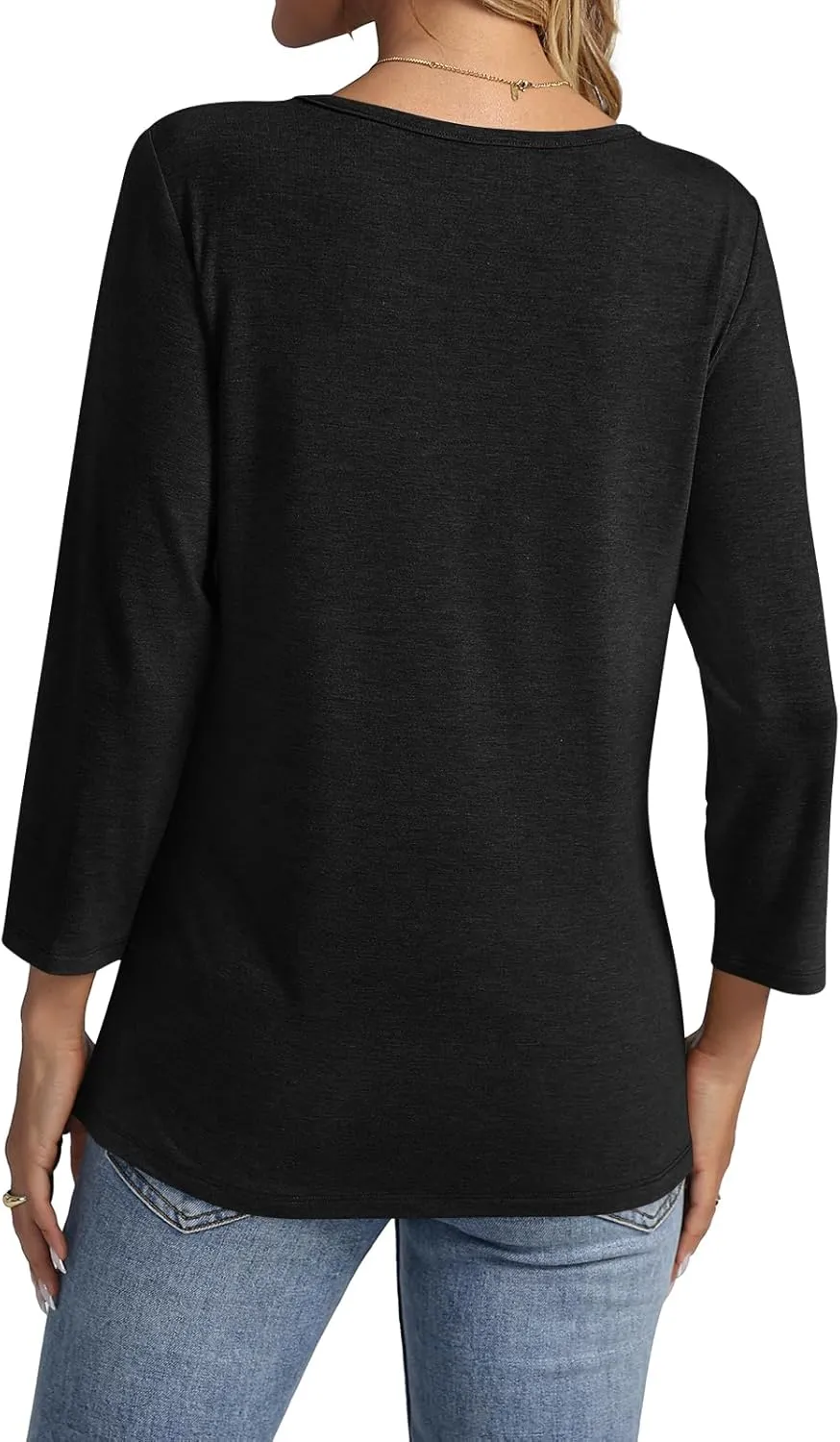 Women's 3/4 Sleeve Shirts V Neck Summer Tops Casual Tunics Tops Basic Tees Blouse Loose Fit
