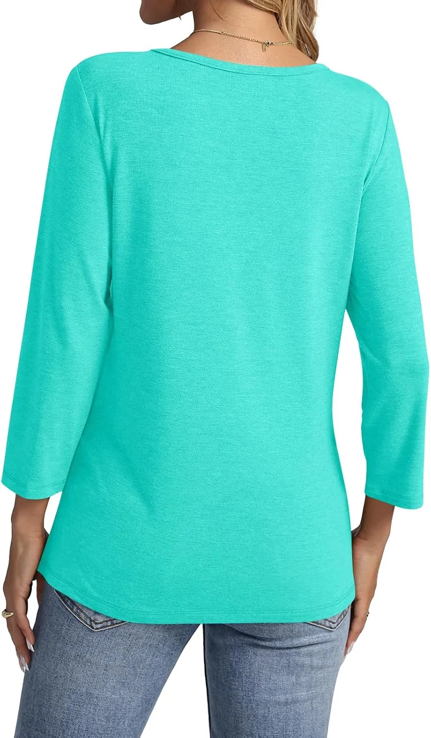 Women's 3/4 Sleeve Shirts V Neck Summer Tops Casual Tunics Tops Basic Tees Blouse Loose Fit