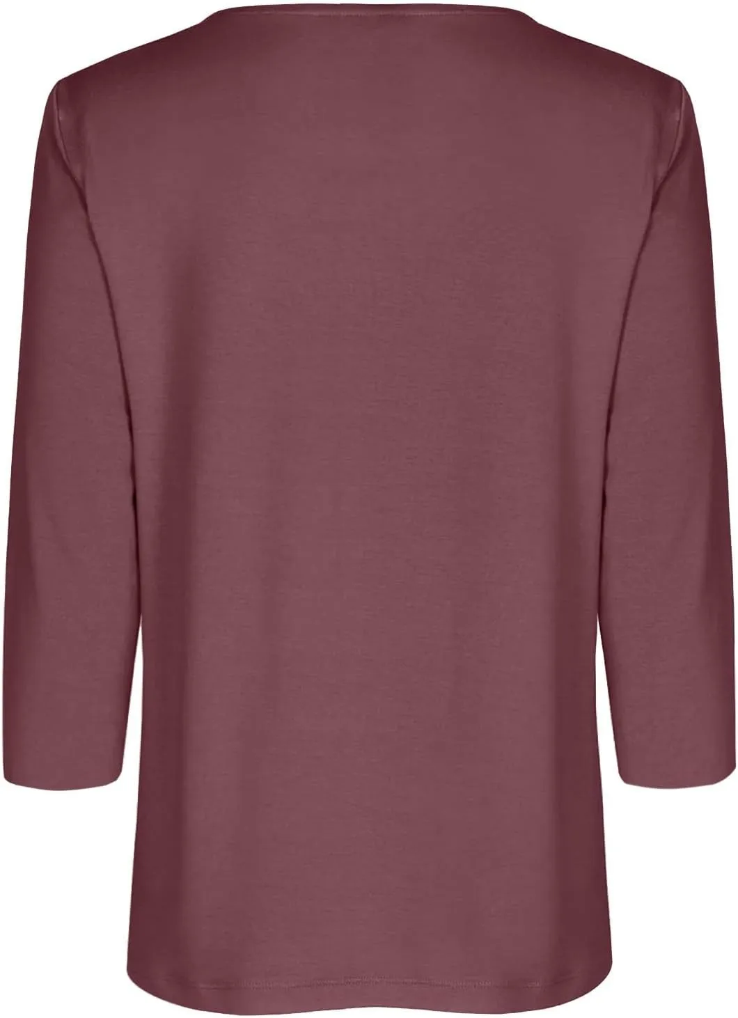 Women's Casual 3/4 Sleeve T-Shirts Oversized Button V Neck Basic Tees Blouses Solid Loose Henley Shirts Fall Clothes
