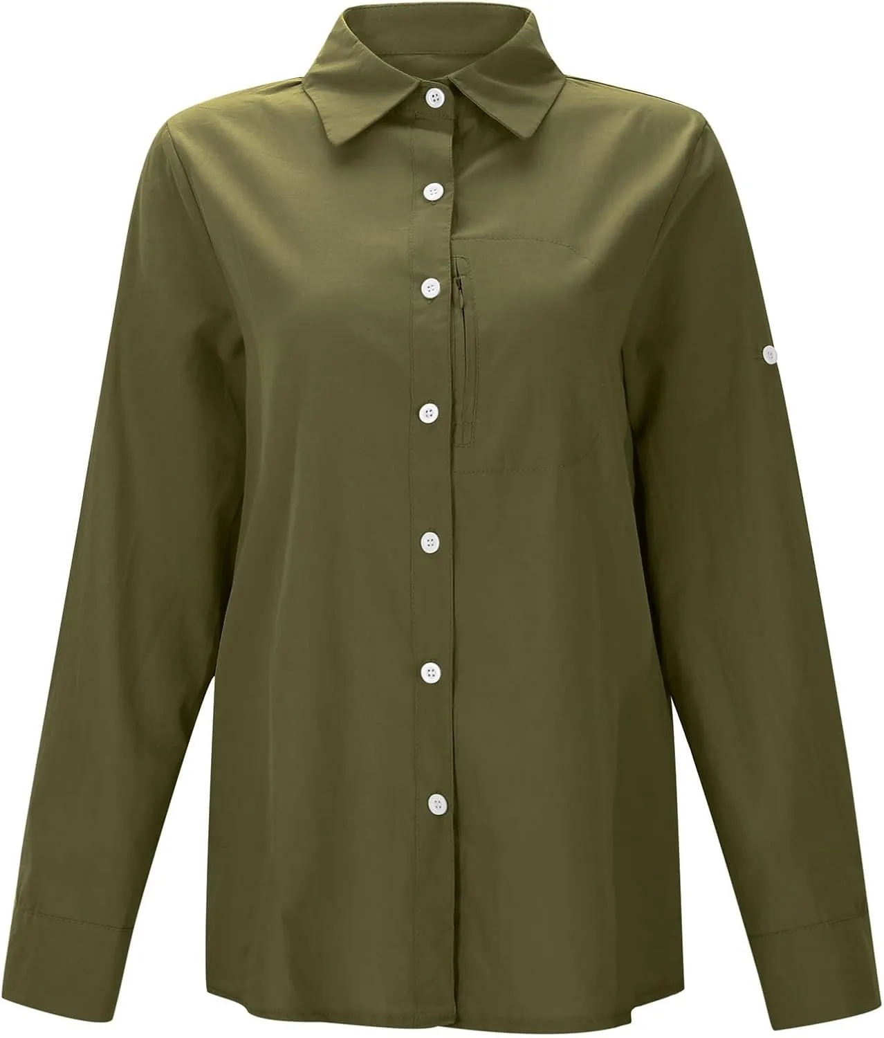 Womens Casual Business Blouses 2024 Fall Long Sleeve Button Down Oversized Shirts Rolled Up Collared Work Tunic Tops