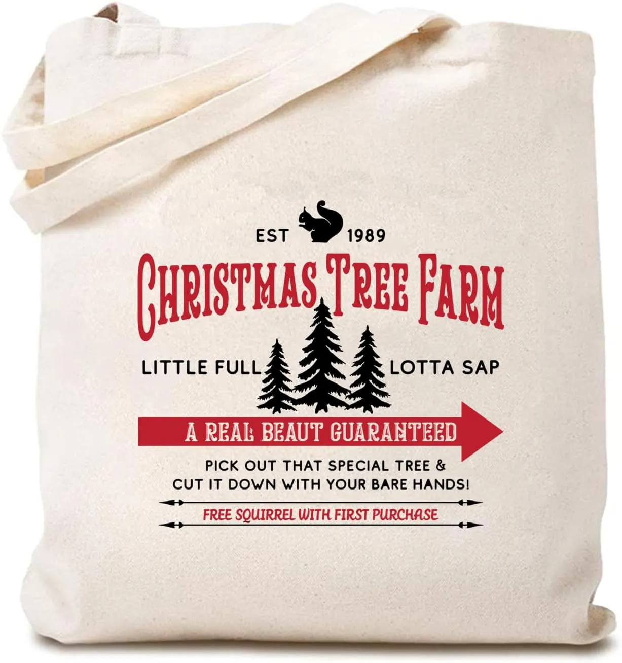 Women's Christmas Tree Farm Canvas Tote Bag Merry Christmas Funny Reusable Shopping Bag