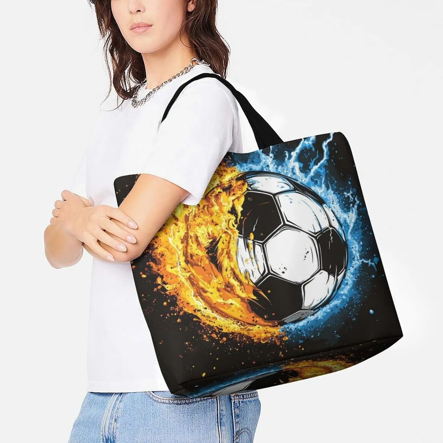 Womens Grocery Bag, Large Capacity Tote Bags Portable Reusable Shopping Shoulder Bag