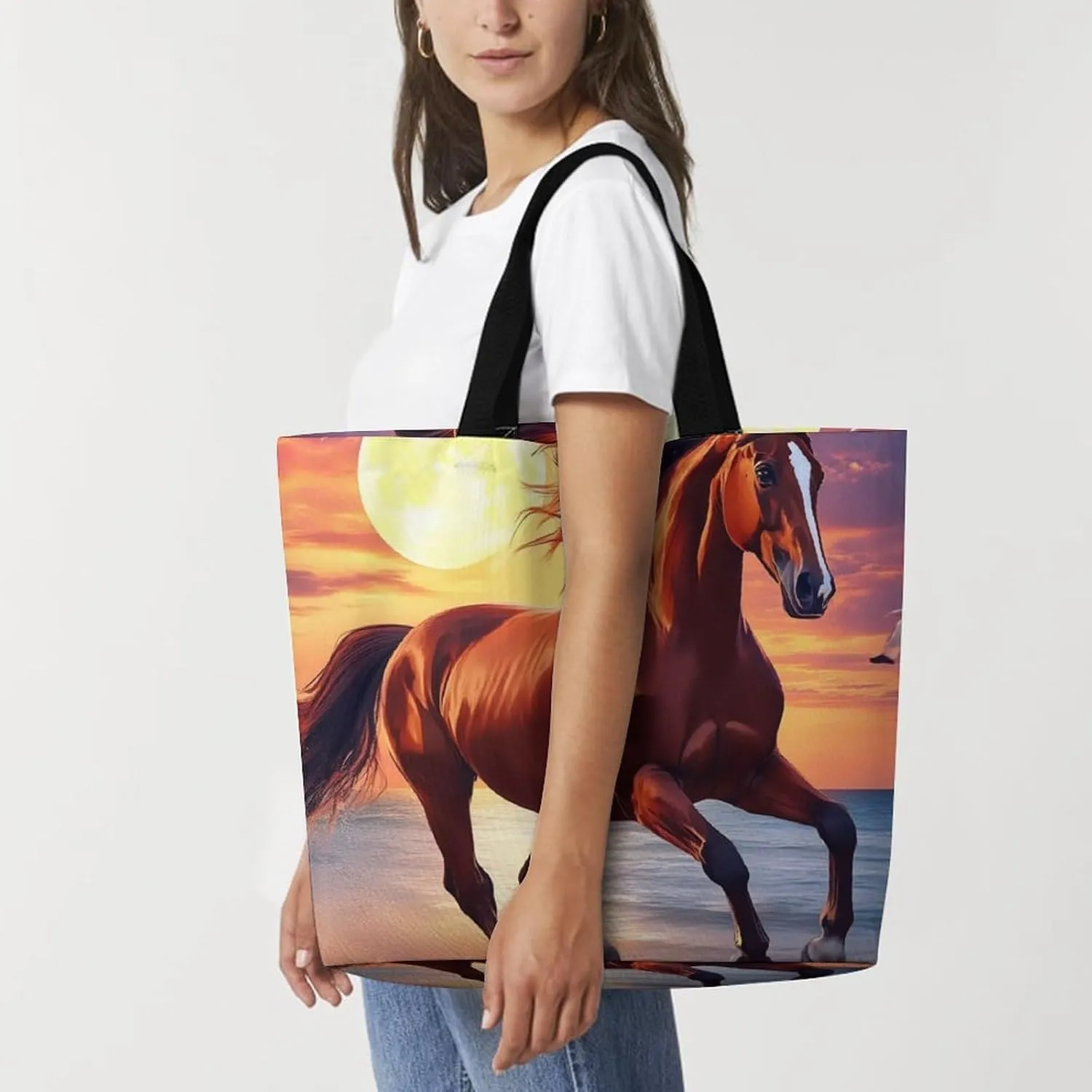 Women's Grocery Tote Bag, Multipurpose Large Shopping Shoulder Bag Reusable Storage Bags
