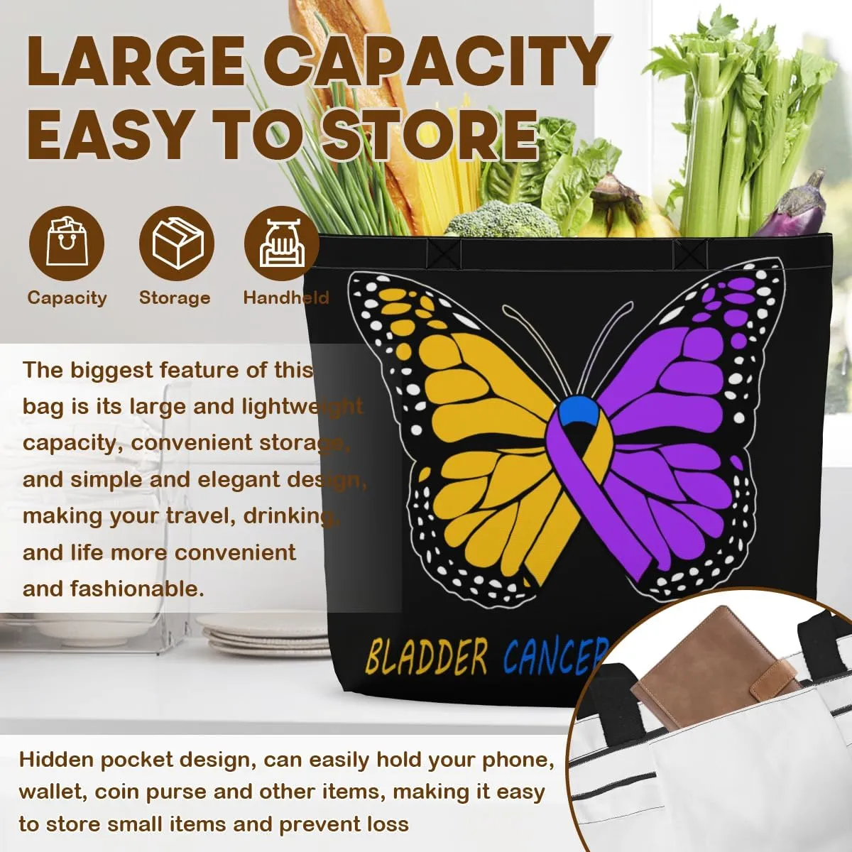 Women's Men Large Kitchen Reusable Grocery Bags Shoulder Bags With Zipper Beach Shopping Bag for Outdoors