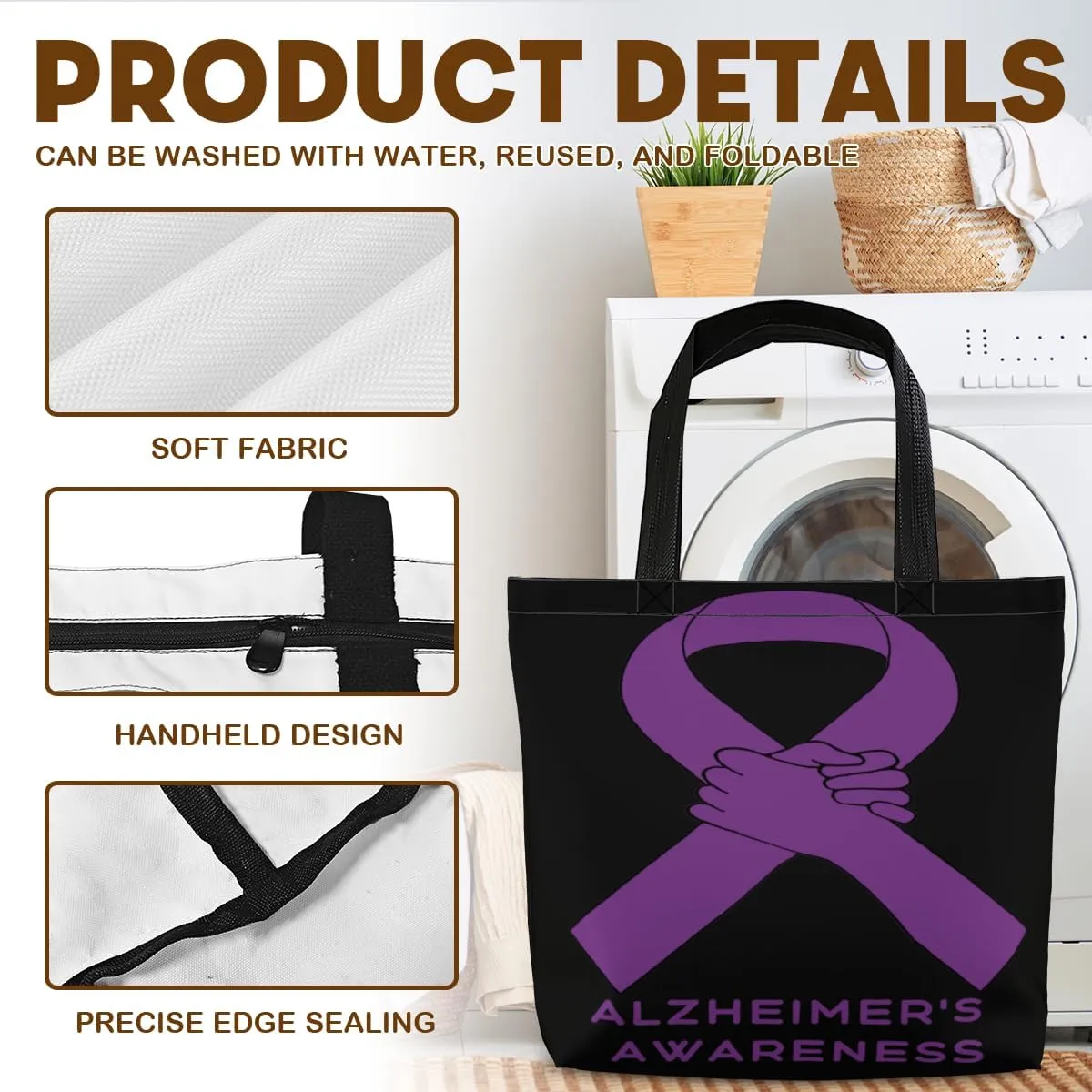 Women's Men Large Kitchen Reusable Grocery Bags Shoulder Bags With Zipper Beach Shopping Bag for Outdoors