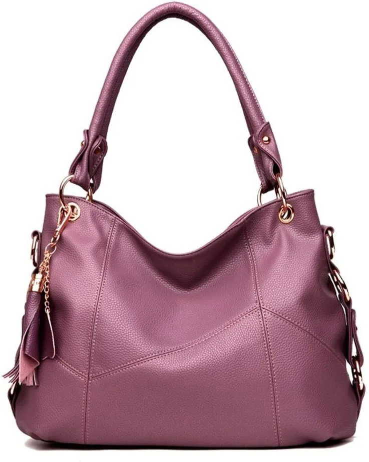 Women's PU Single Shoulder Bag Tassel Stitching Large Capacity Shoulder Shopping Bag