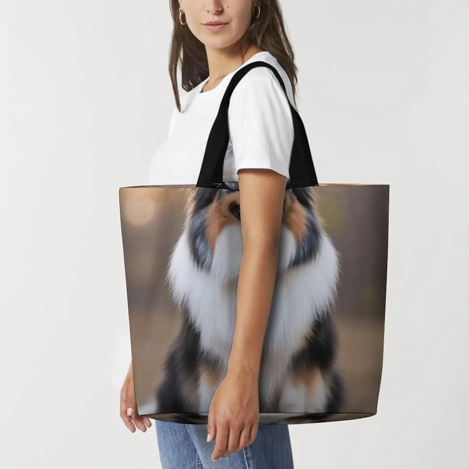 Women's Reusable Grocery Shopping Bag, Portable Shoulder Bag Casual Large Tote Bags