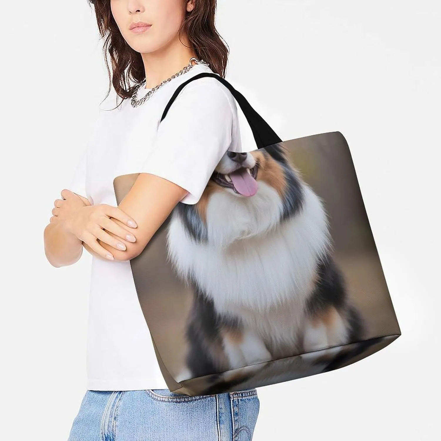 Women's Reusable Grocery Shopping Bag, Portable Shoulder Bag Casual Large Tote Bags