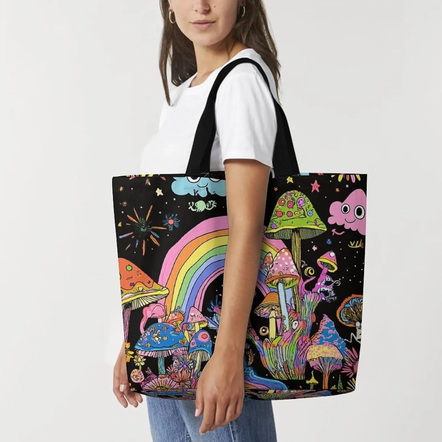 Women's Reusable Tote Bag, Portable Shoulder Handbags Large Capacity Casual Shopping Bags