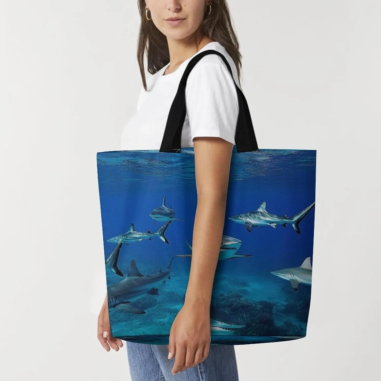 Women's Reusable Tote Bag, Portable Shoulder Handbags Large Capacity Casual Shopping Bags