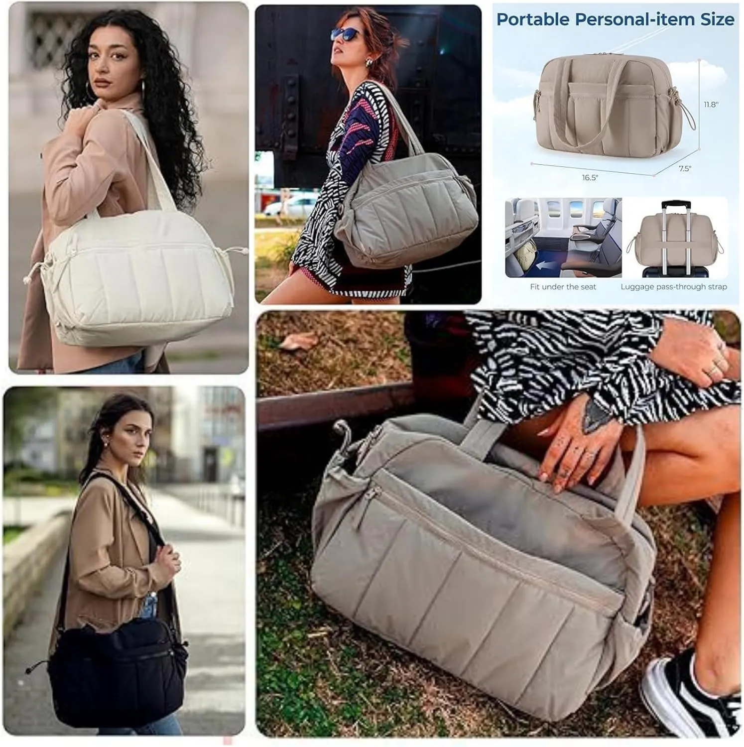 Women's Waterproof Gym Bag with Wet Pocket - Lightweight Travel Duffel Bag for Fitness & Weekend Trips, Sports Tote with Separate Wet Compartment, Carry-On Luggage for Yoga, Swimming & Workout (beige)