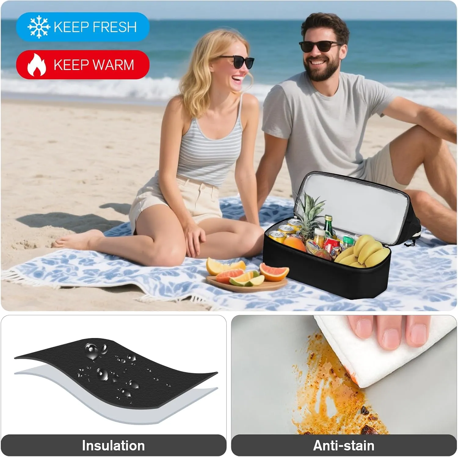 WOOMADA Beach Tote Bag With Cooler, Large Mesh Beach Bags for Women with Wet Pocket, Pool, Swim, Travel Essentials