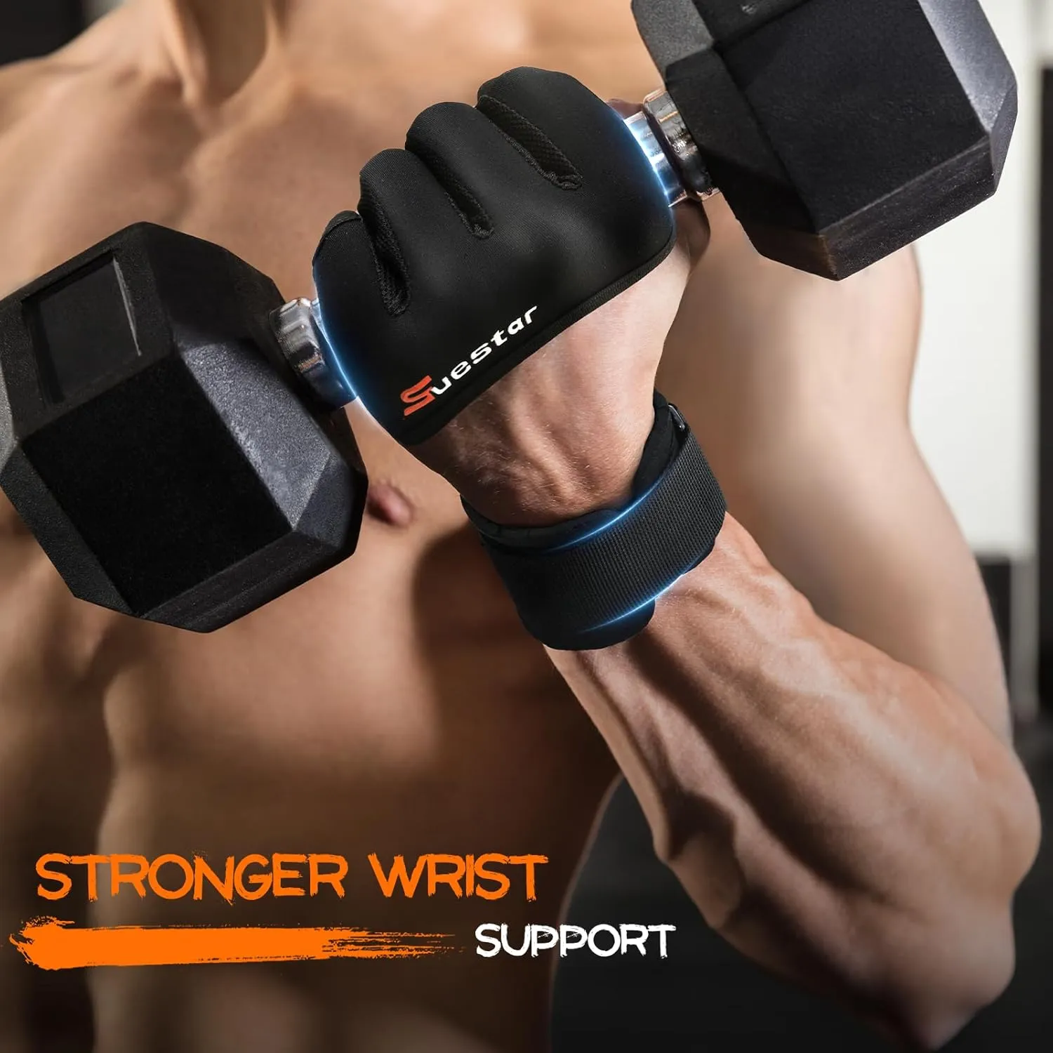 Workout Gloves, Heavy Duty Cowhide Padded Weight Lifting Gloves with Wrist Support, Full Palm Protection & Silicone Grips Gym for Weightlifting, Deadlifts, Exercise