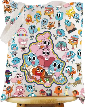 WZMPA Elmore Gumball Tote Bag Gumball & Penny Merch Anais & Darwin Reusable Grocery Bag Richard & Dr. Nicole Fans Gift