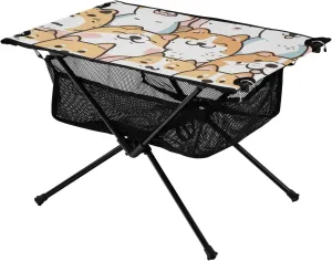 xigua Cute Dogs Folding Camping Table,Portable Camp Table with Carry Bag Beach Table Folding Table for Picnic, Camp,Party,Travel119