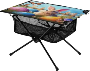xigua Easter Eggs and Rabbits Folding Camping Table,Portable Camp Table with Carry Bag Beach Table Folding Table for Picnic, Camp,Party,Travel221