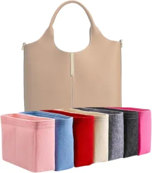 Xoppia Bag Organizer compatible with Tods Tote Shopping Bag Small. Felt Insert Liner for Women Handbag. (Beige, Style A: Exposure)