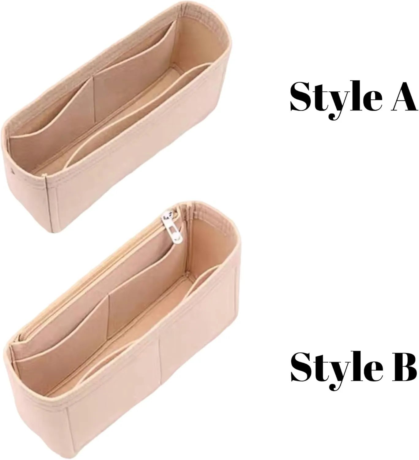 Xoppia Bag Organizer compatible with Tods Tote Shopping Bag Small. Felt Insert Liner for Women Handbag. (Beige, Style A: Exposure)