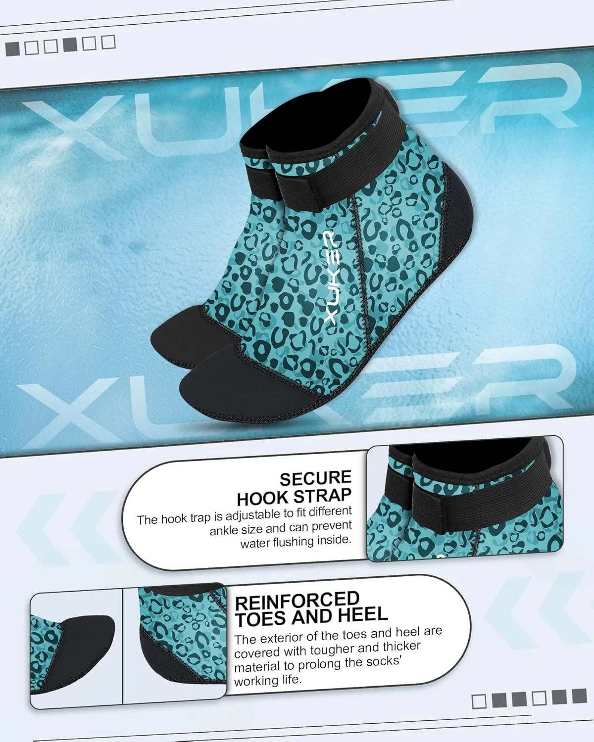 XUKER Water Socks Neoprene Socks, 3mm Glue Blind Stitch Sand Beach Volleyball Wetsuit Socks Water Booties for Diving