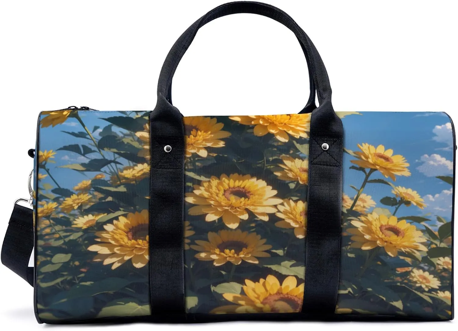 Yellow sunflower bush (2) Travel Duffel Bag for Woman Weekender Bag Man Tote Gym Bag Sport Gym Bag Hospital Bag for Labor and Delivery Overnight Bag Luggage Bag
