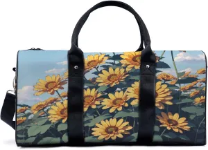 yellow sunflower bush sky Travel Duffel Bag for Woman Weekender Bag Man Tote Gym Bag Sport Gym Bag Hospital Bag for Labor and Delivery Overnight Bag Luggage Bag