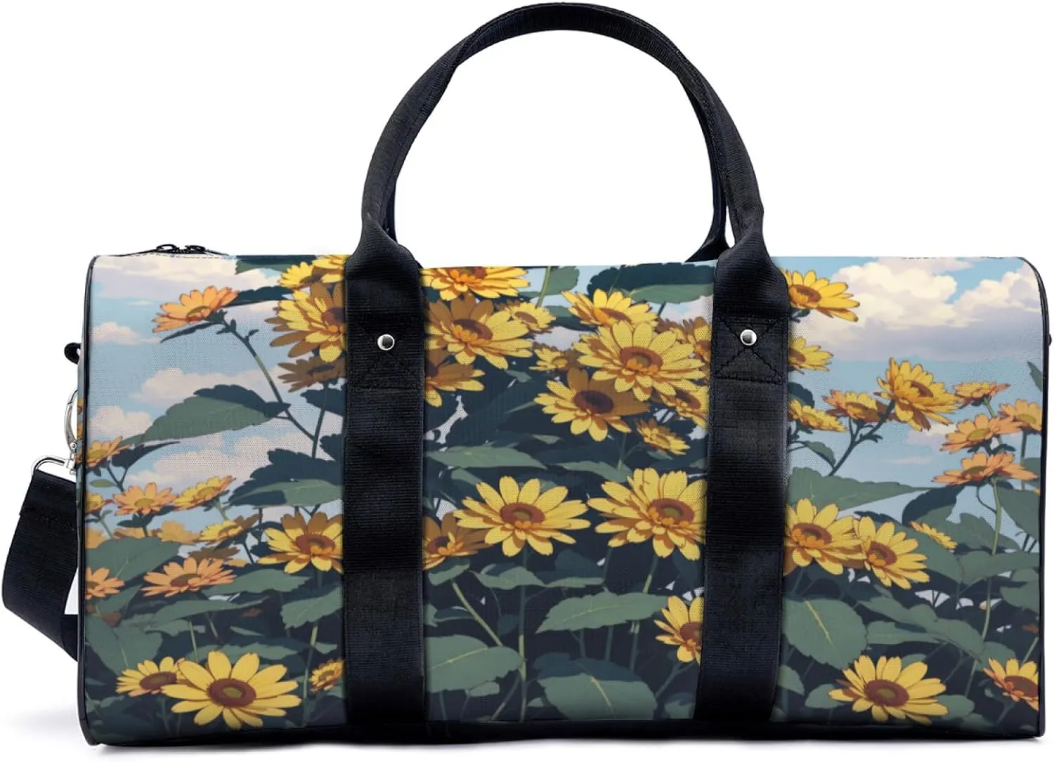 Yellow sunflower bush Travel Duffel Bag for Woman Weekender Bag Man Tote Gym Bag Sport Gym Bag Hospital Bag for Labor and Delivery Overnight Bag Luggage Bag