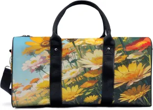 Yellow white red sunflower bush Travel Duffel Bag for Woman Weekender Bag Man Tote Gym Bag Sport Gym Bag Hospital Bag for Labor and Delivery Overnight Bag Luggage Bag