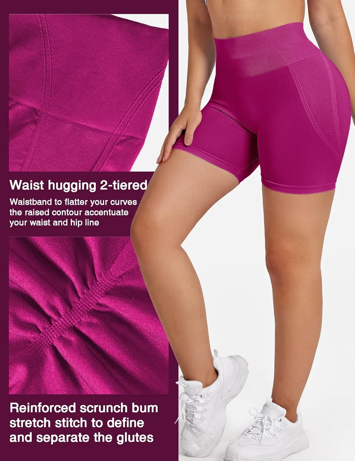YEOREO Dora Seamless Scrunch Workout Shorts for Women High Waisted Butt Lifting Gym Yoga Biker Shorts
