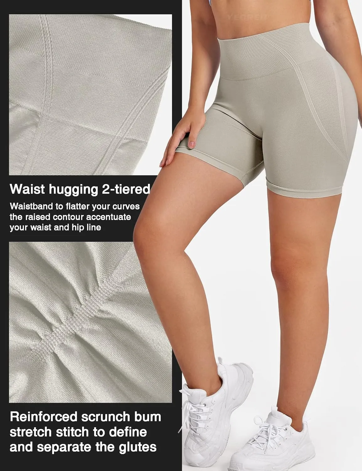 YEOREO Dora Seamless Scrunch Workout Shorts for Women High Waisted Butt Lifting Gym Yoga Biker Shorts